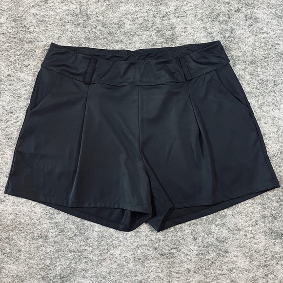 Unbranded Pants - Active Pleated Shorts Women 2XL Black High Rise Golf Tennis Casual Chic Stretch